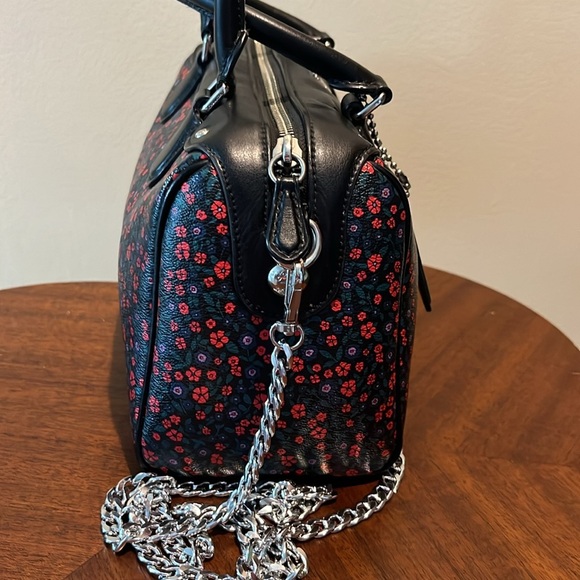 Coach   Mini Bennett Satchel  Small floral design/black leather F59445 Crossbody - Picture 6 of 17